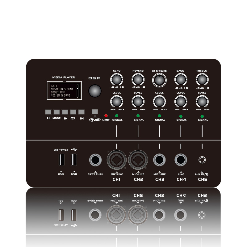 MK12-1.1: Sistema PA de coluna tudo em um com mixer digital multicanal Módulo do painel frontal