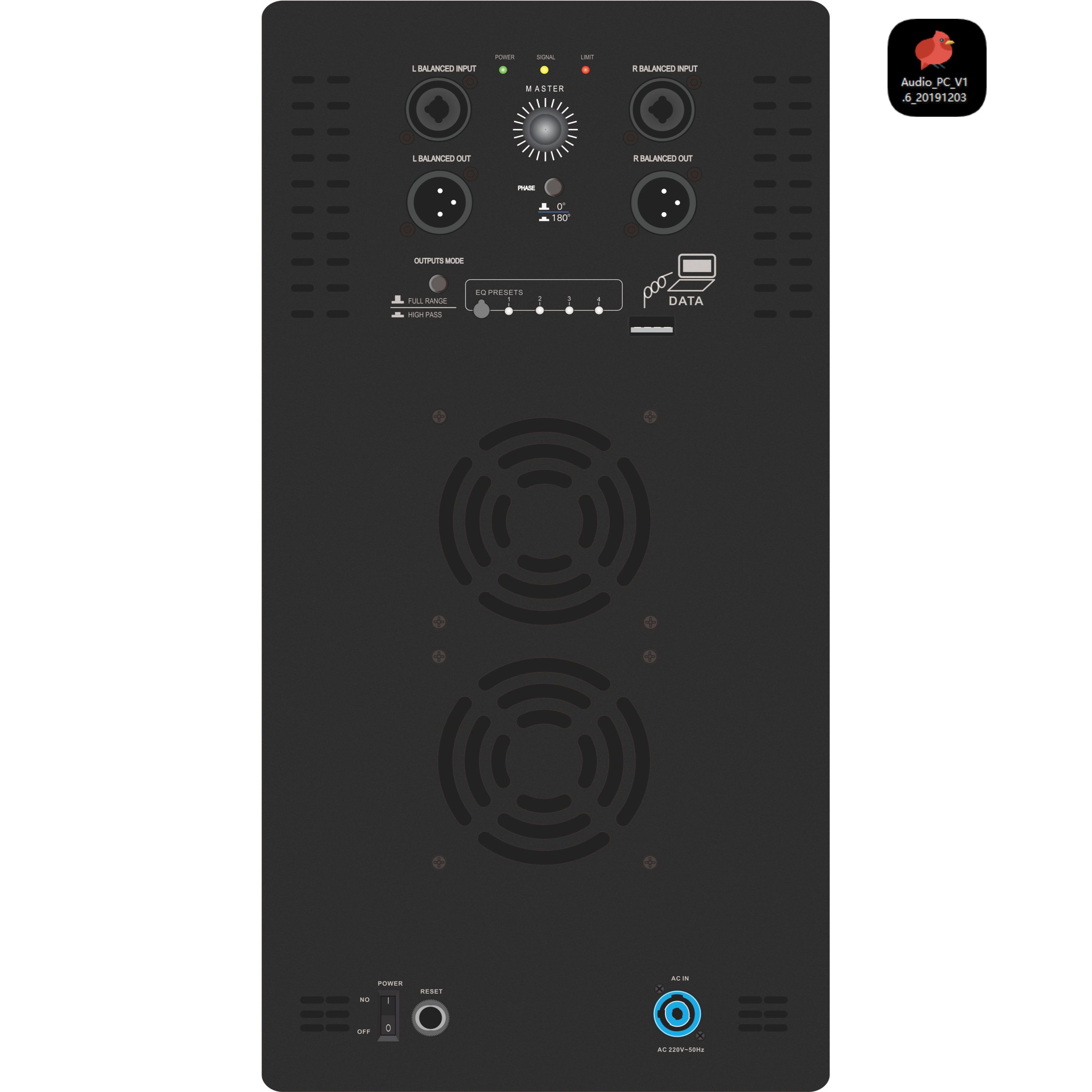 Amplificador de sistema de subwoofer alimentado DSP1904SUB