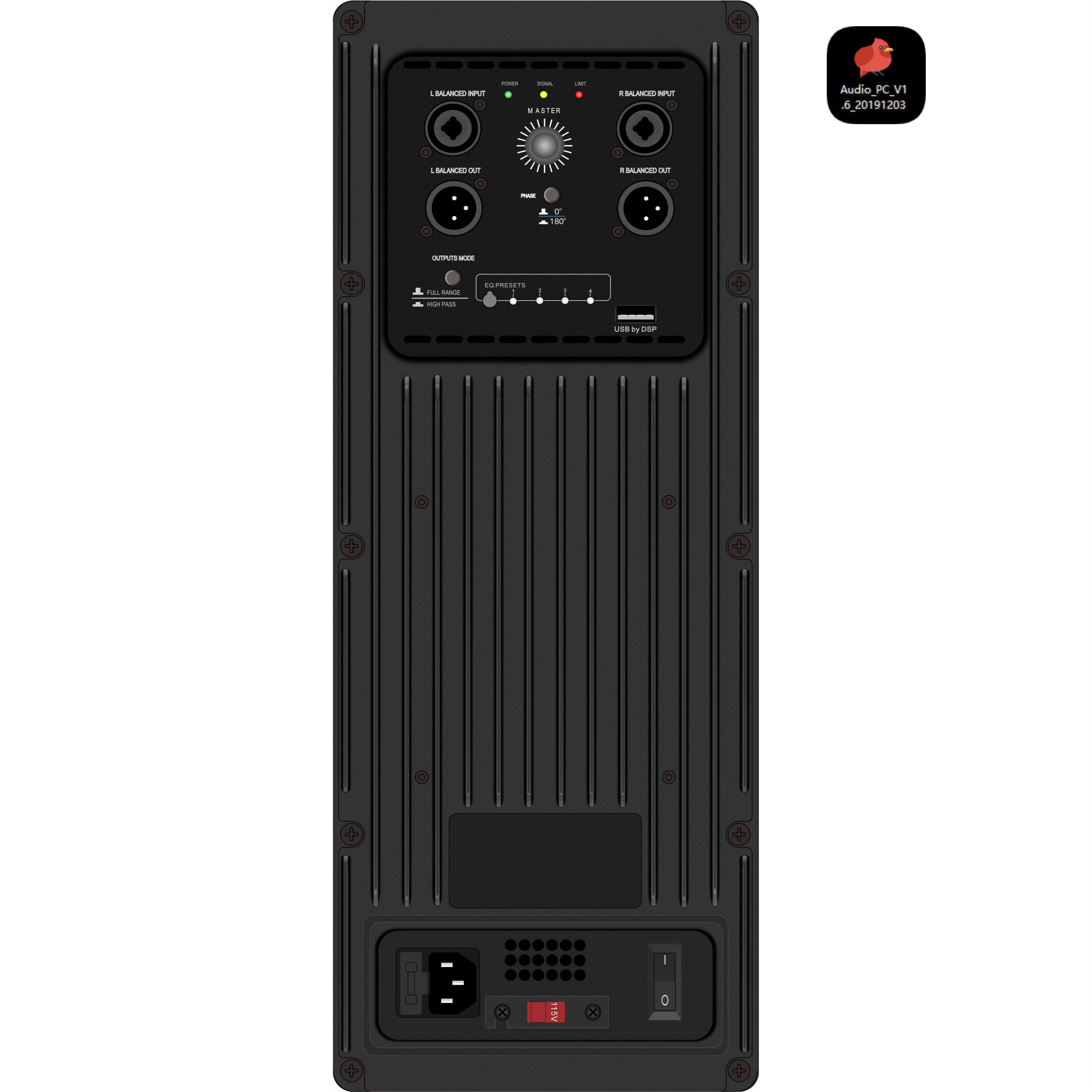 Amplificador de sistema de subwoofer alimentado DSP1904SUB