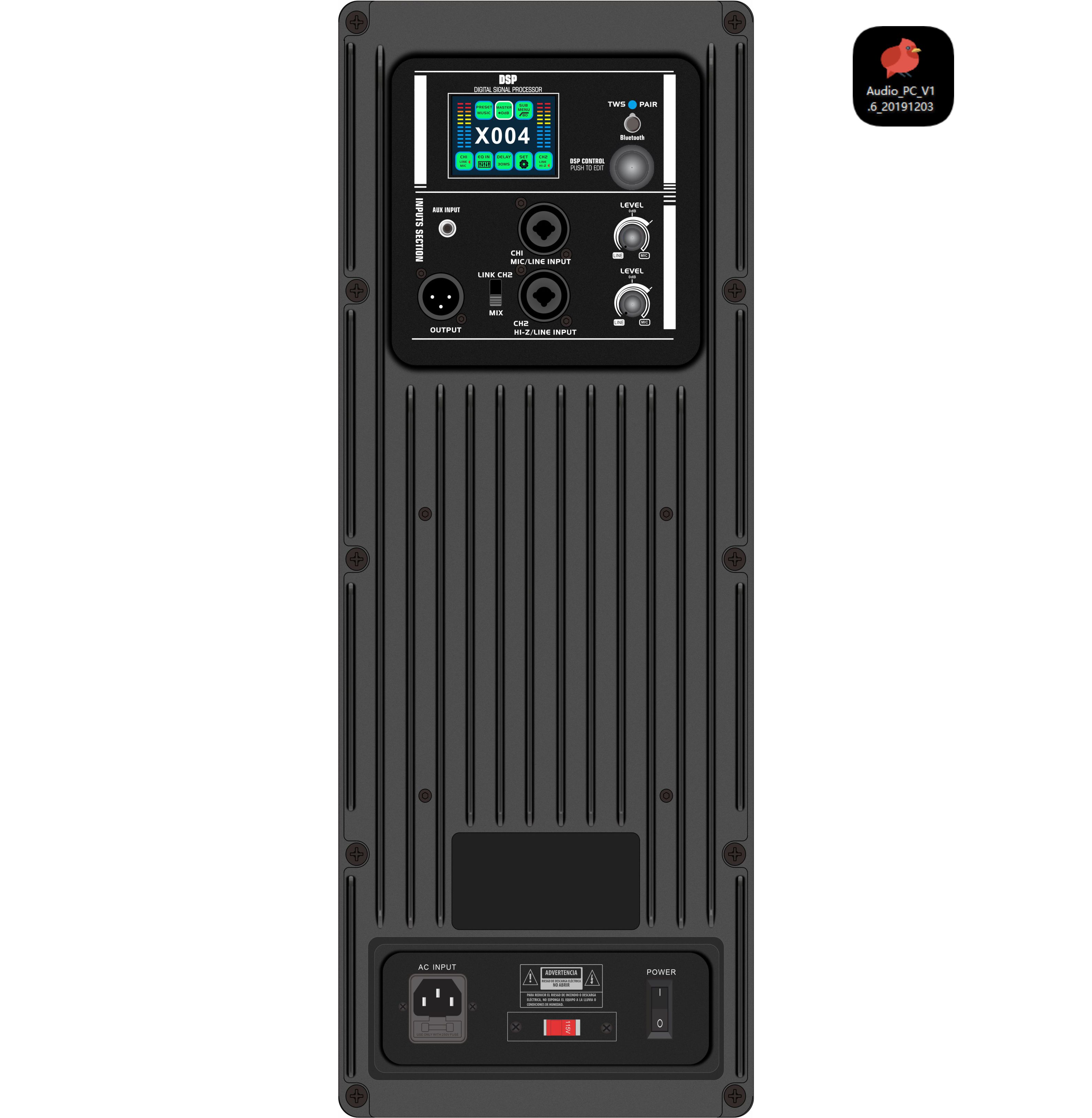 Amplificador de alto-falante ativo de 2 vias com tela colorida DSP2408 com DSP