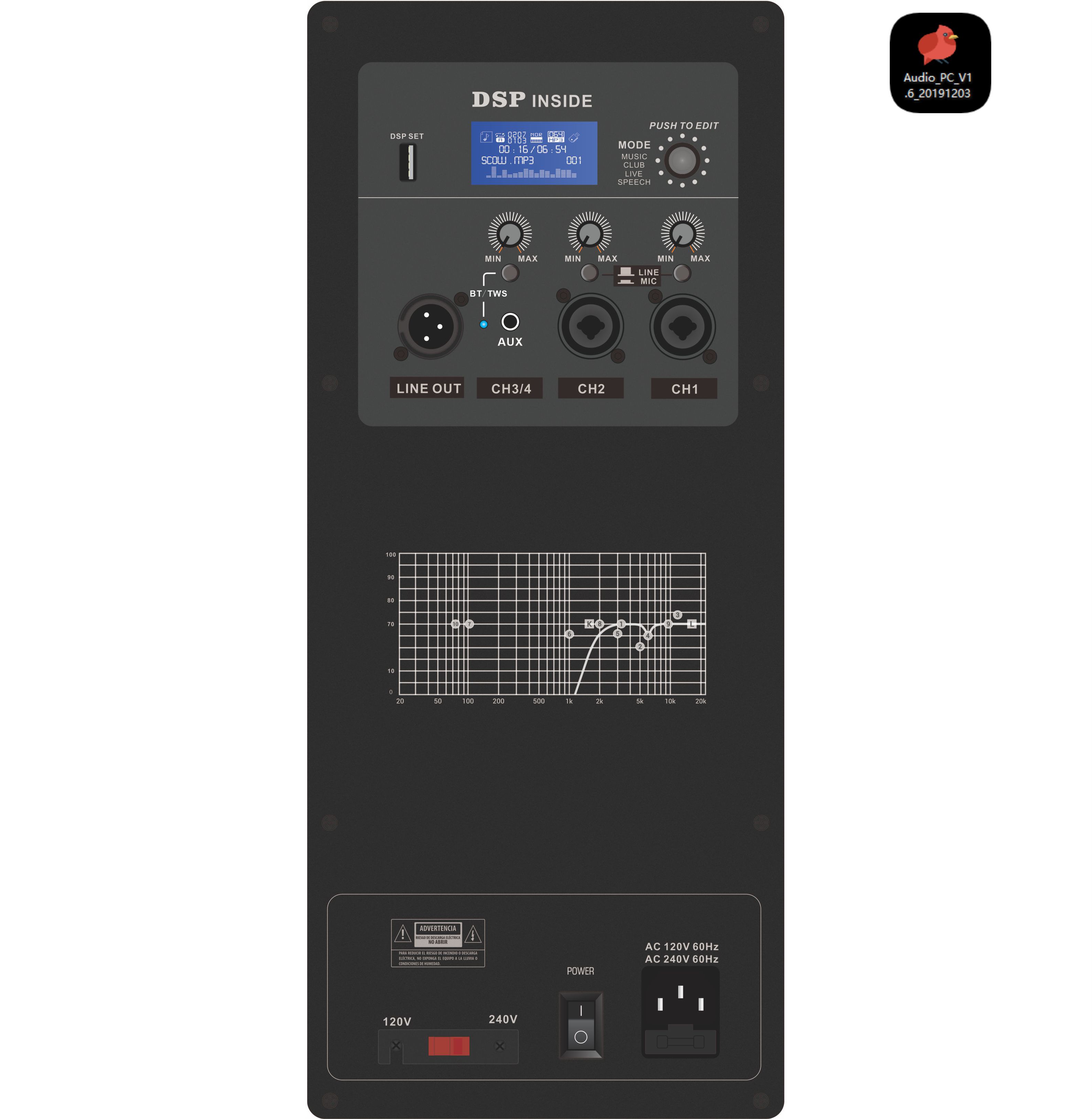 Amplificador de alto-falante ativo de gama completa DSP1801