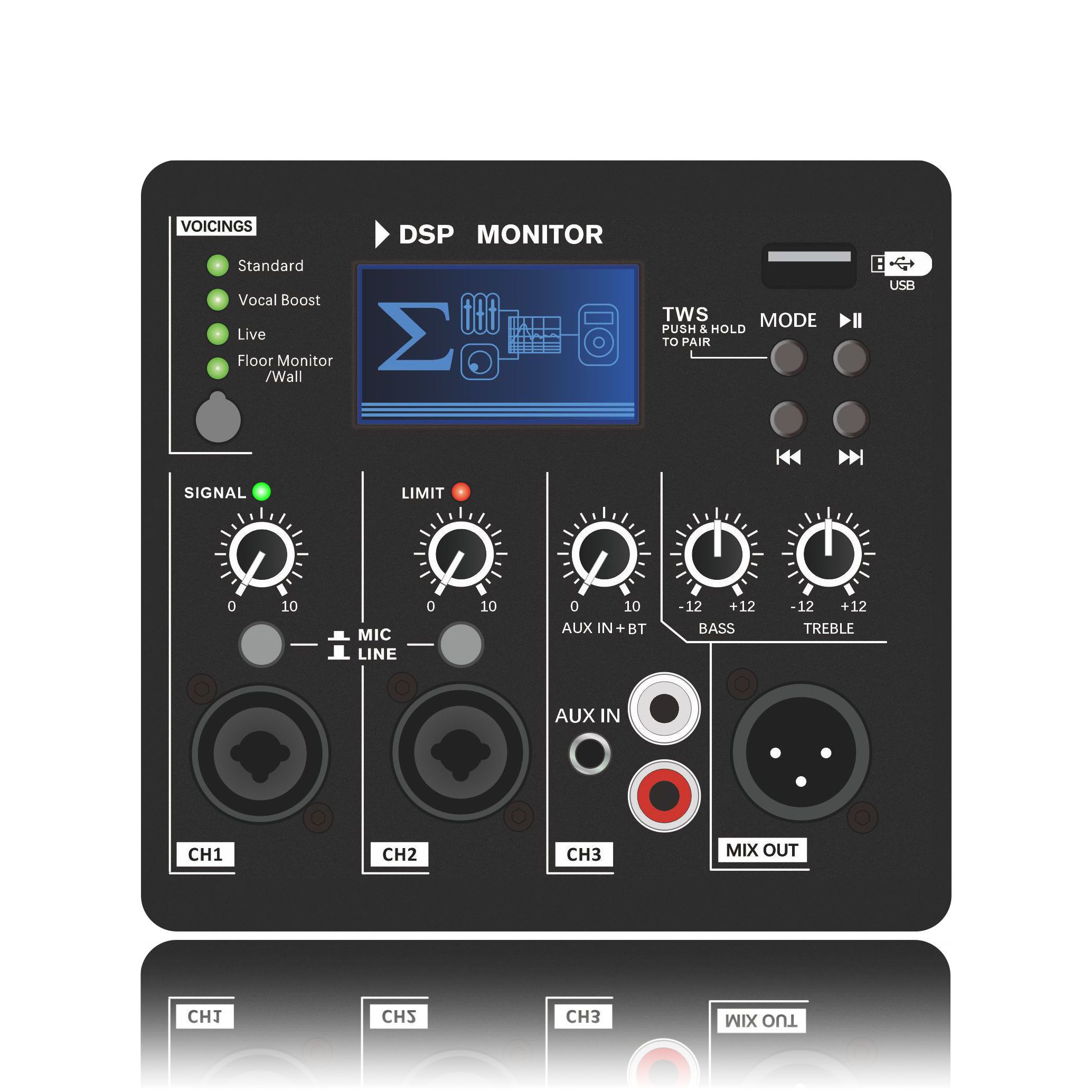 Amplificador de alto-falante ativo de 2 vias DSP1807 DSP