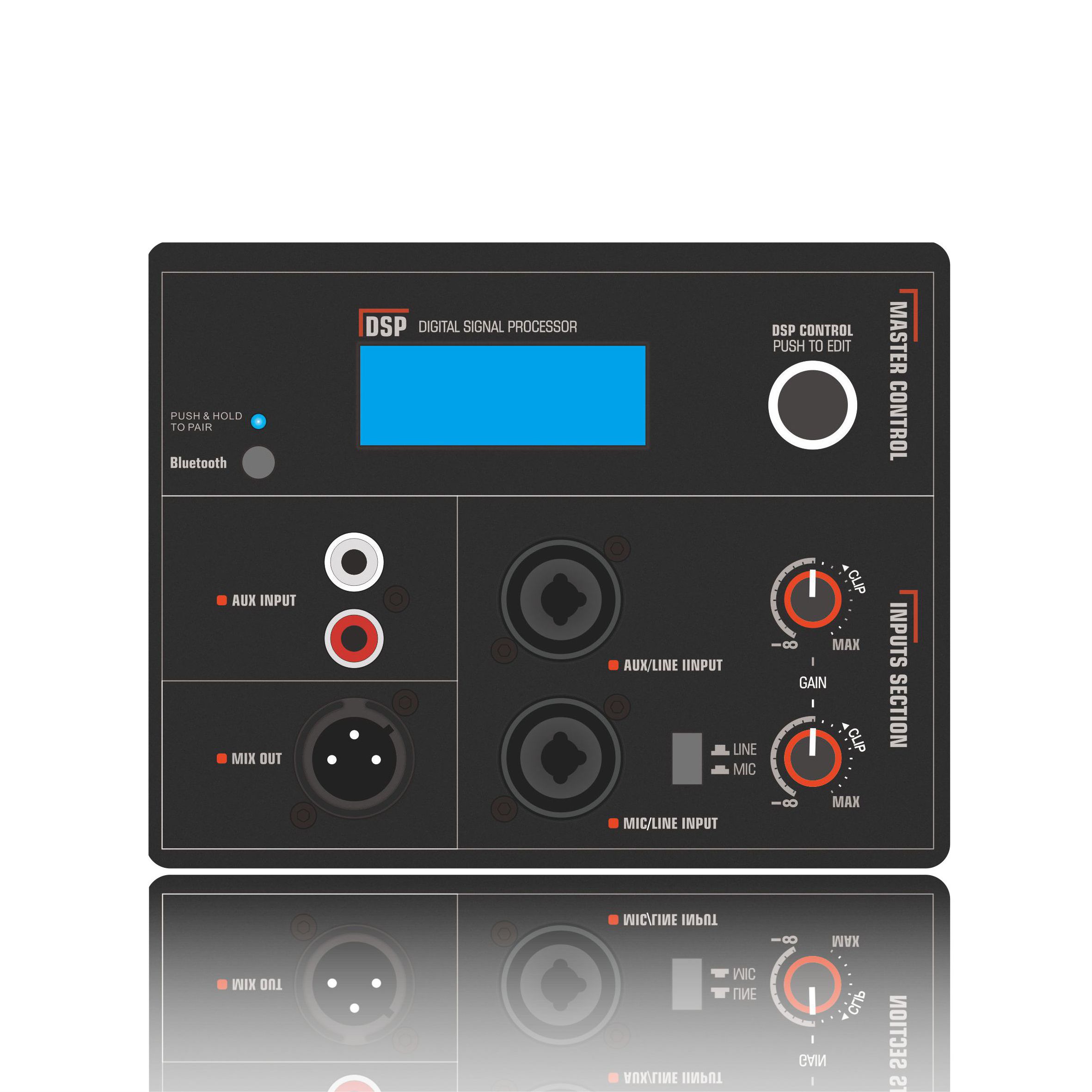 DSP1901: Entrada RCA estéreo com controle DSP de botão único Módulo funcional DSP baseado em ADAU1701