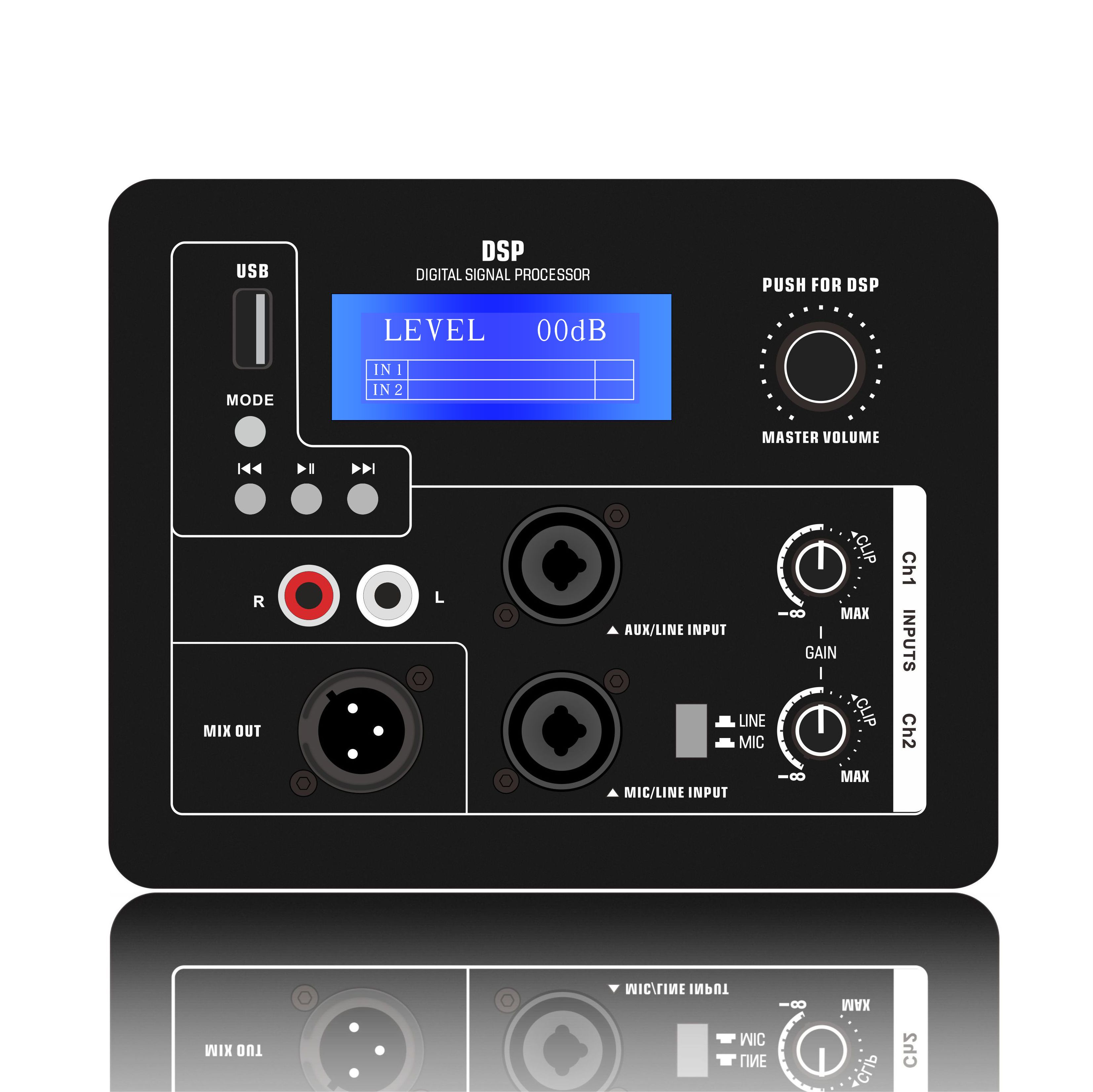 DSP1906: Leitor de MP3 U Disk e módulo funcional DSP baseado em LCD integrado com controle DSP ADAU1701
