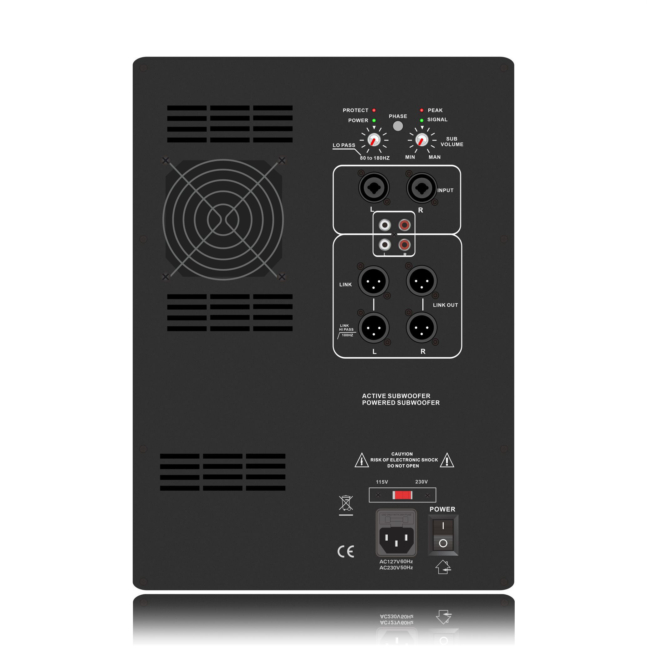 Amplificador de subwoofer alimentado classe AB SUB18-2.1