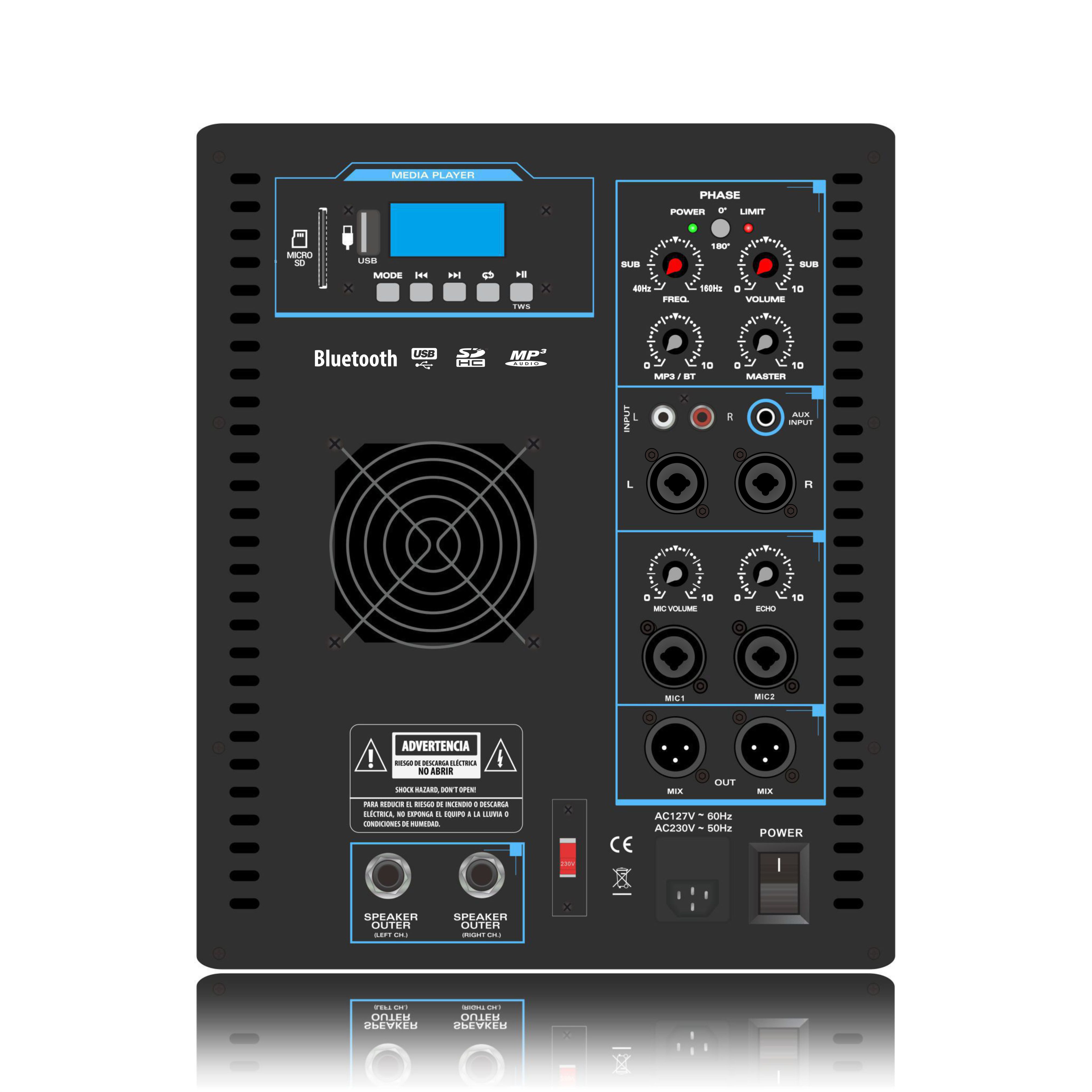 Amplificador de potência 2.1 do sistema de alto-falantes Line Array SUB12