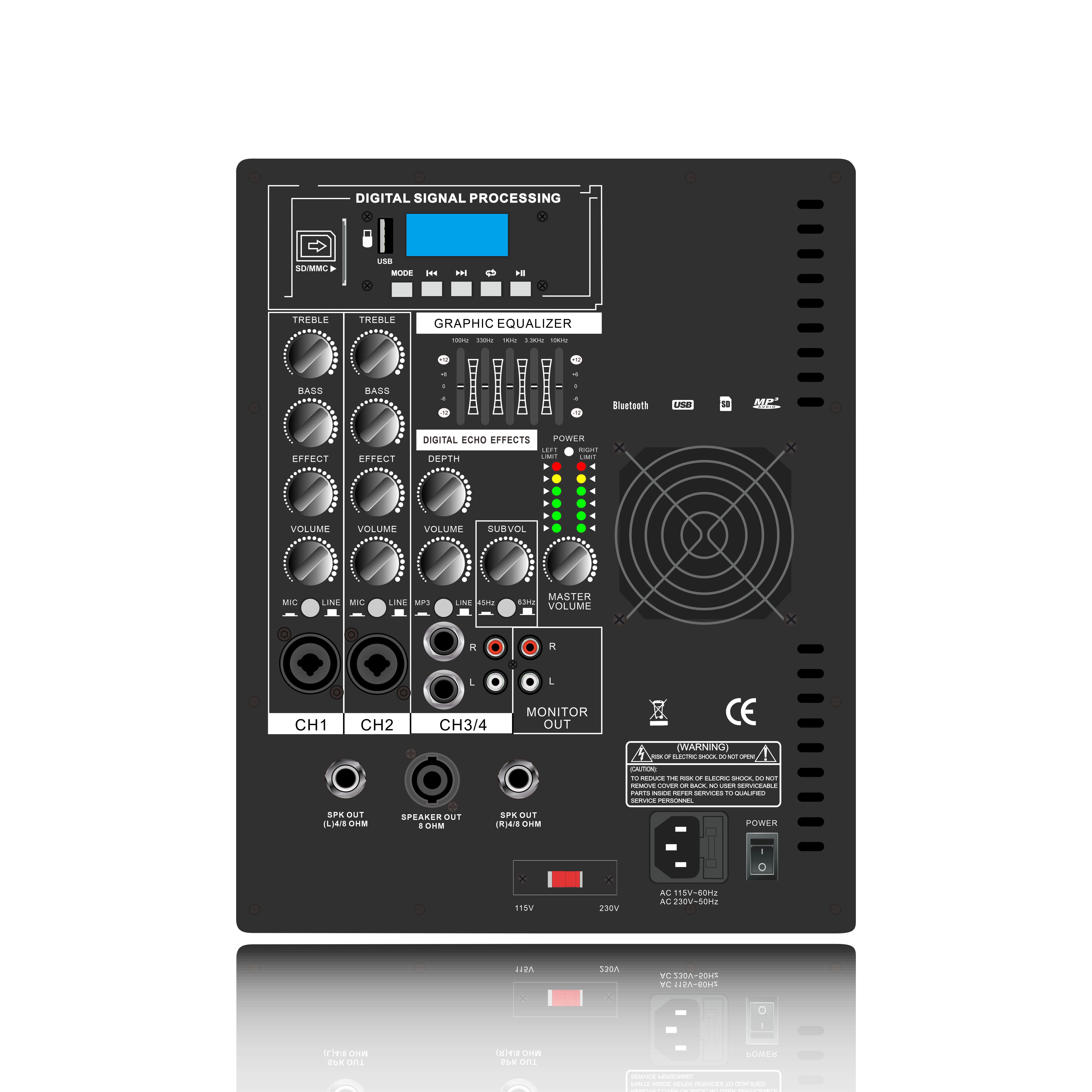 Amplificador de potência 2.1-2.2 do sistema de alto-falantes Line Array EON206SUB