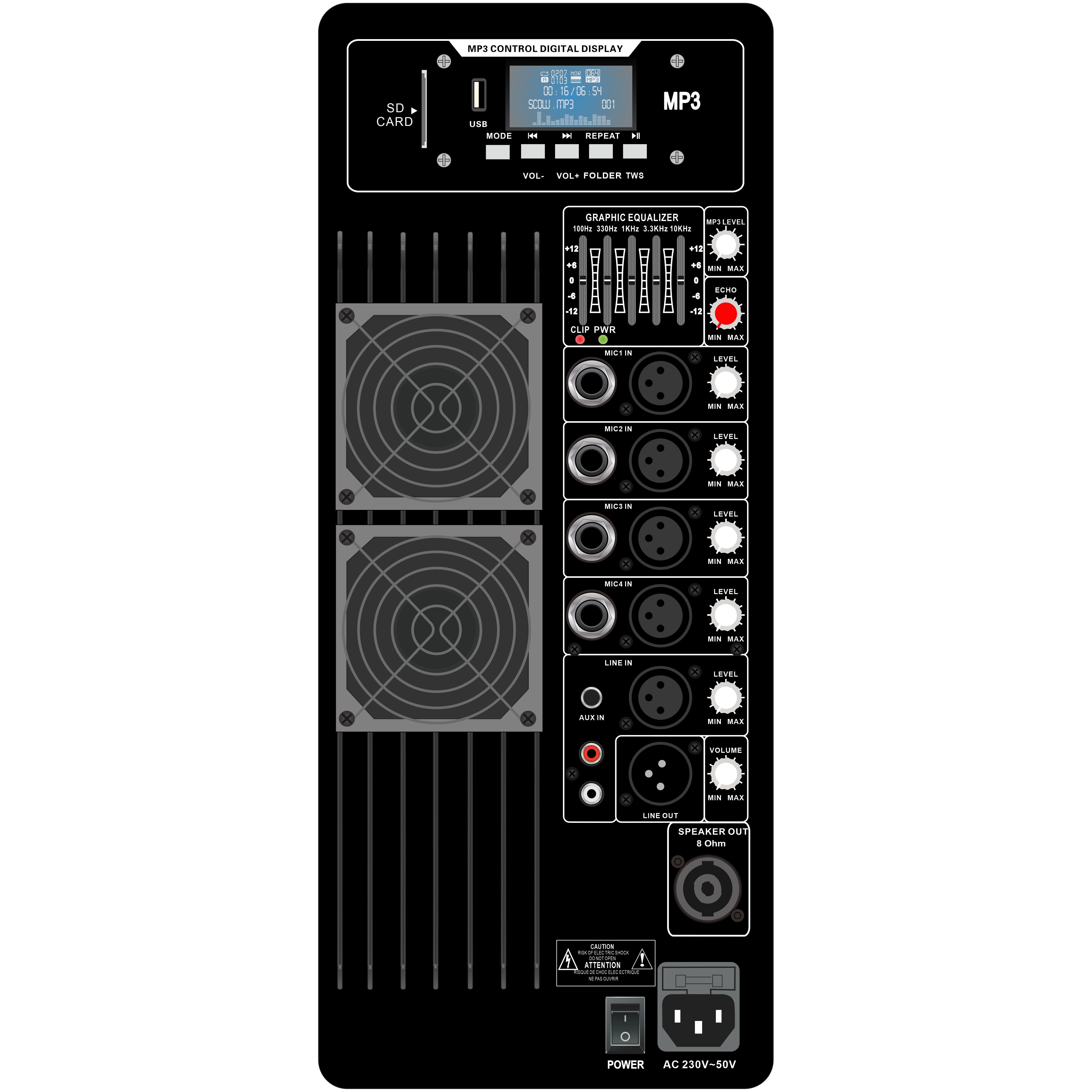 Amplificador de alto-falante multicanal classe AB PL67
