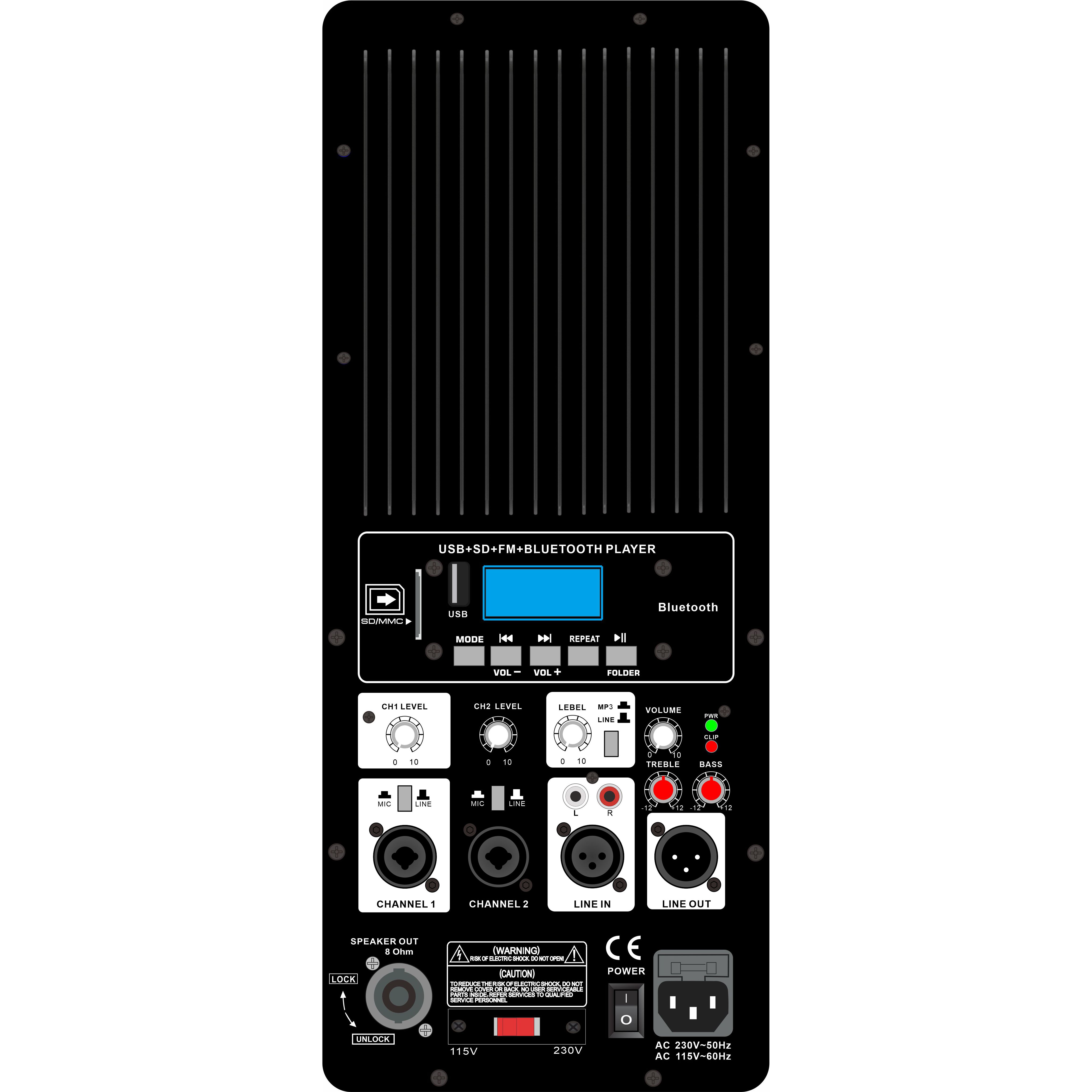 Amplificador de sistema PA Classe H alimentado PL76