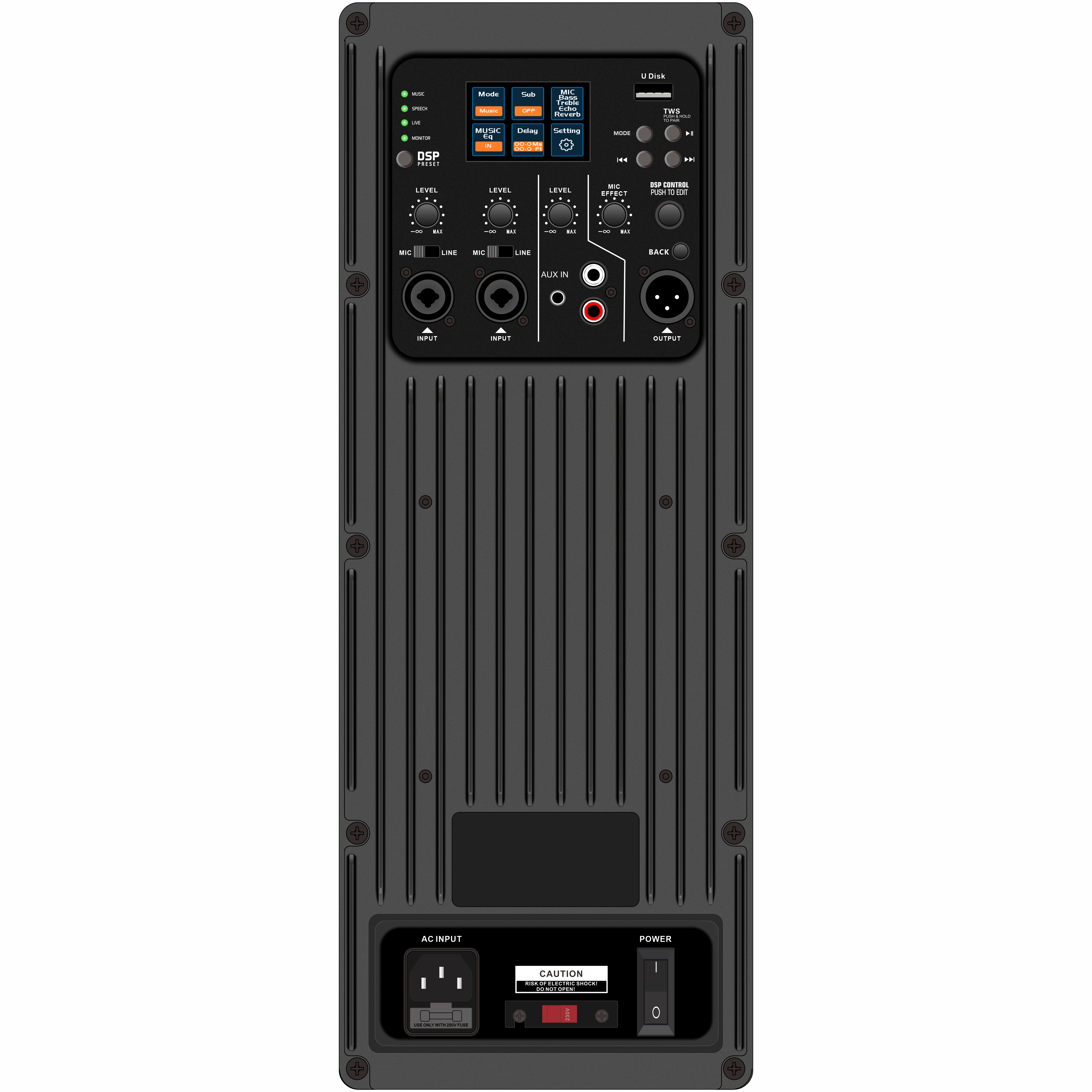 DSP2507 Amplificador de alto-falante ativo DSP com tela colorida de gama completa