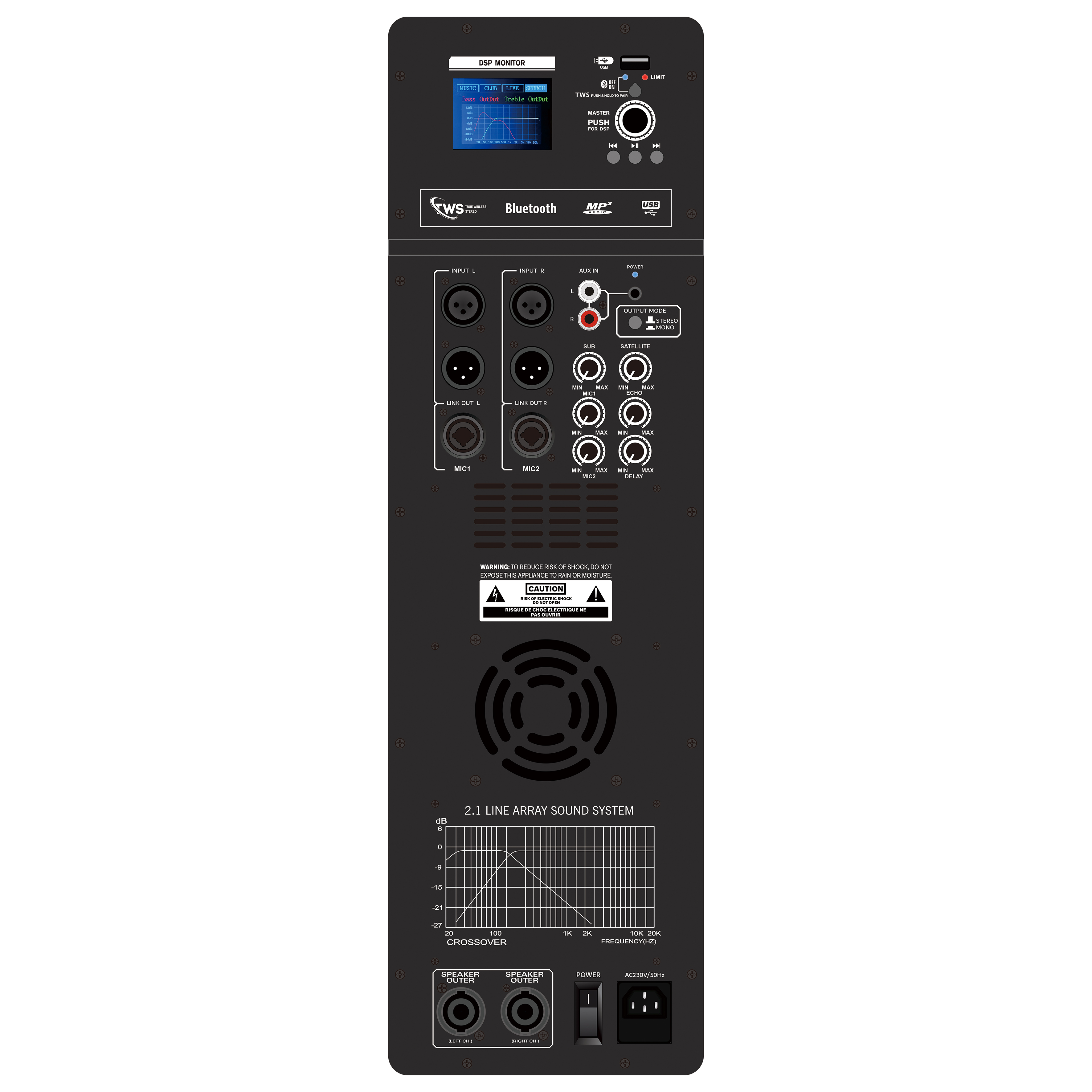 Amplificador de potência Line Array ativo DSP1908-2.1 Pro